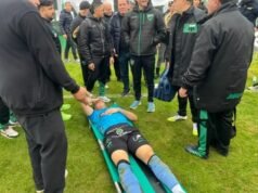 Facundo Masuero, el arquero de Nueva Chicago, agredido por la hinchada de San Martín SJ
