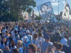 Multitudinario banderazo en Kansas City antes del debut de la Selección argentina