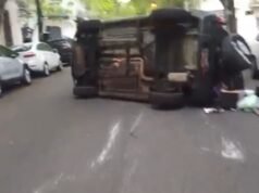 Accidente en Almagro: cuatro hombres heridos tras choque y vuelco de auto
