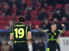Simeone celebra el primer gol de Julián Álvarez en la temporada